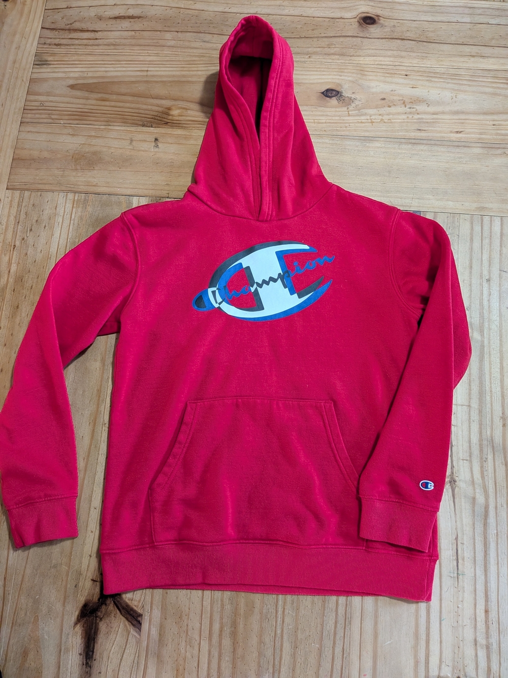 Champion Kids Red Hooded Pullover with Logo